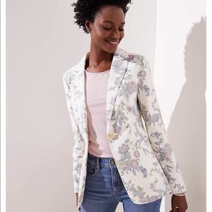 NWT LOFT Floral Modern Blazer - White Size 14
